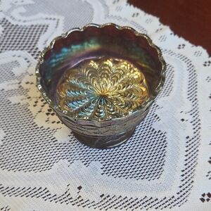 Vintage Antique Dugan Candy Dish In Amethyst Carnival Glass